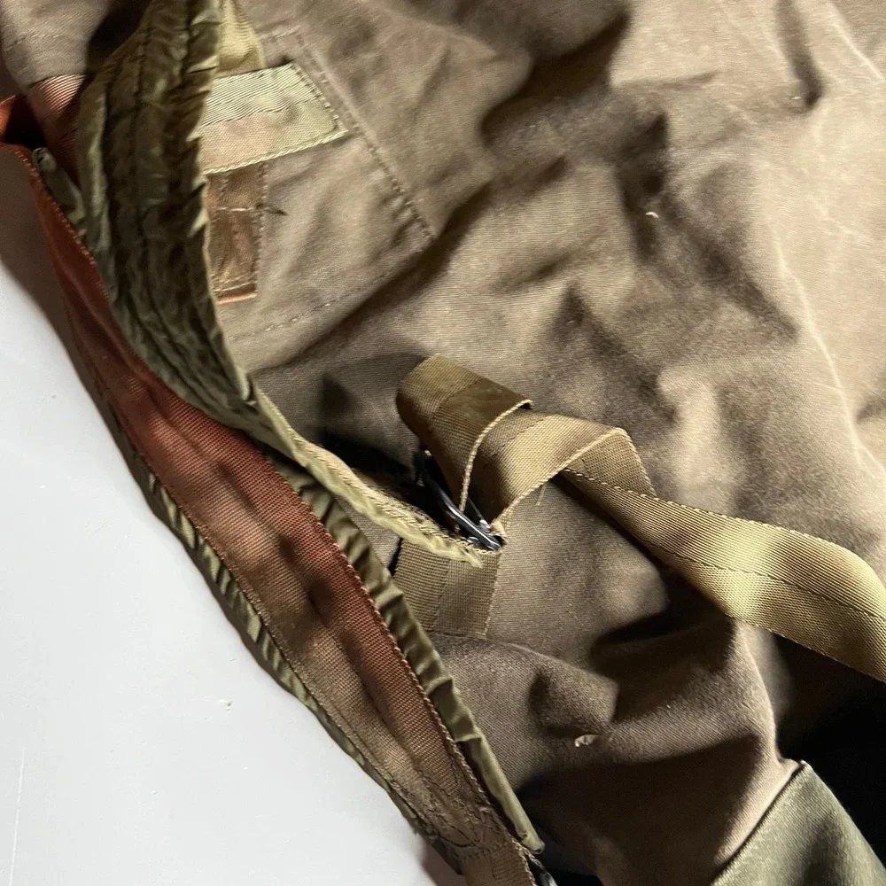 Vintage Military Canvas Duffle Bag Olive Drab Green Sea Bag Top Load 34x22